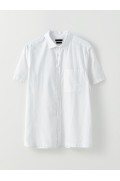 پیراهن مردانه آستین کوتاه پوپلین ساده مردانه باکس سفید  ال سی وایکیکی