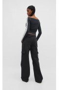شلوار پارچه ای جیبدار دم راست قابل تنظیم زنانه خاکستری استرادیوریوس