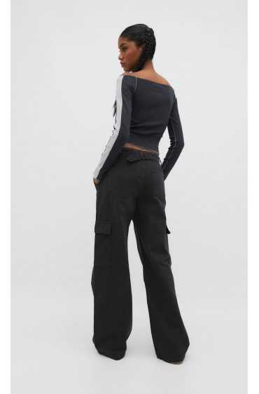 شلوار پارچه ای جیبدار دم راست قابل تنظیم زنانه خاکستری استرادیوریوس