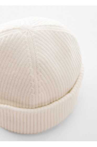کلاه بافتنی برت کوتاه مردانه رنگ سفید منگو
