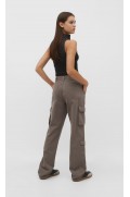 شلوار پارچه ای جیبدار دور کمر قابل تنظیم زنانه خاکستری میانی استرادیوریوس