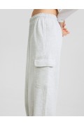 شلوار پارچه ای جیبدار شیک زنانه خاکستری برشکا-4
