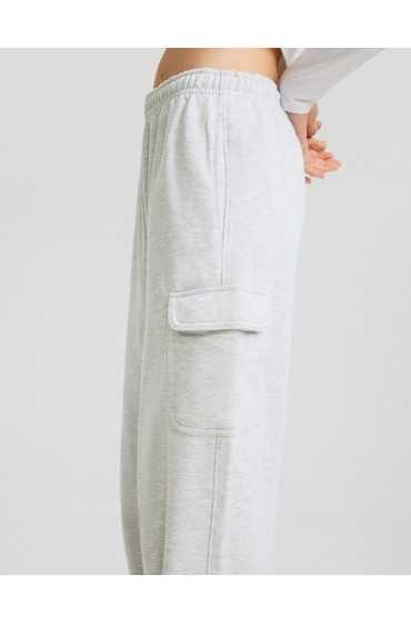 شلوار پارچه ای جیبدار شیک زنانه خاکستری برشکا-4