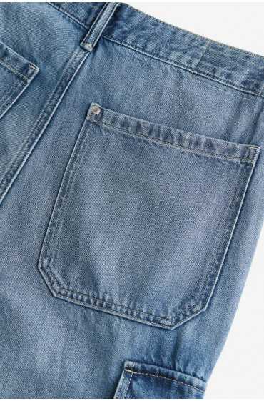 شلوار جین جیبدار گشاد مردانه آبی شلوار جین اچ اند ام