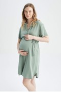 لباس شب بارداری آستین کوتاه استاندارد معمولی زنانه سبز دیفکتو