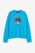 سویشرت چاپ شده با فیت راحت مردانه آبی/ هارلم اچ اند ام