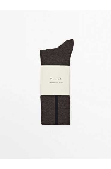 جوراب بلند با نوار دورنگ مردانه زغال چوبی ماسیمودوتی