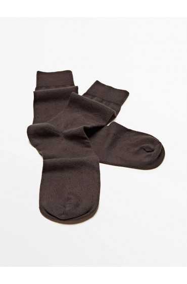 جوراب بلند کتان نقطه ای مردانه قهوه ای ماسیمودوتی