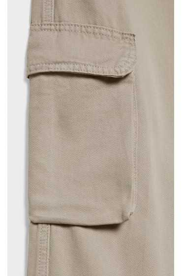 شلوار پارچه ای جیبدار دور کمر قابل تنظیم زنانه خاکی استرادیوریوس