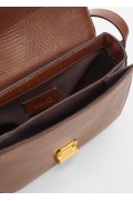 کیف دوشی فلپ طرح دار از پوست کروکودیل زنانه قهوه ای منگو