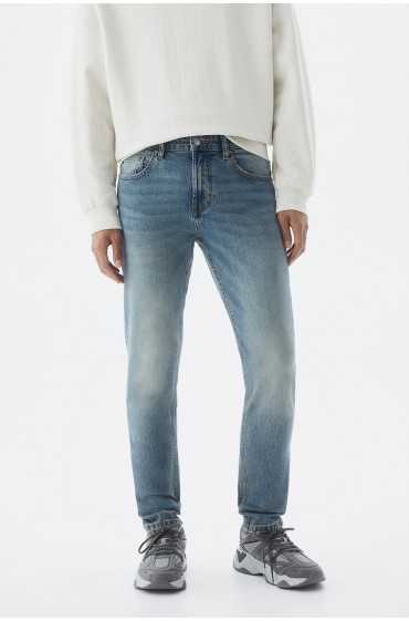 شلوار جین ساده مردانه نیلی رنگ پریده پل اند بیر