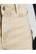 شلوار پارچه ای راسته ترکیبی کتان با لبه های شکاف زنانه رنگ بژ برشکا