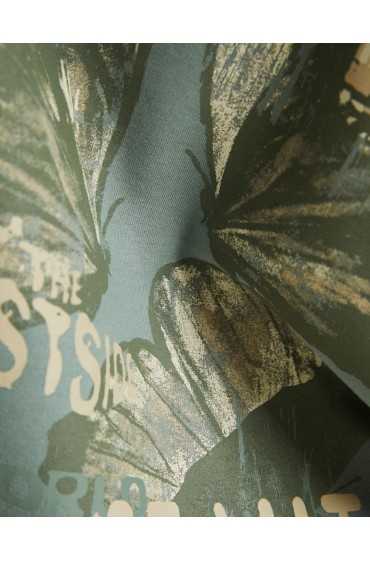 هودی زیپ دار چاپ شده زنانه خاکی برشکا