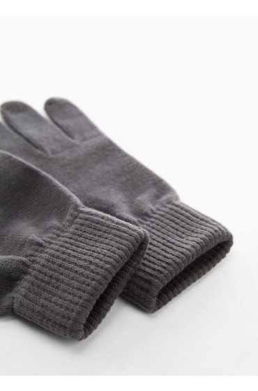 دستکش های بافتنی لمسی مردانه خاکستری منگو