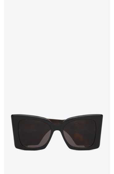 عینک آفتابی زنانه مربعی بزرگ دسته پهن مشکی پلنگی SL M119 ایو سن لوران