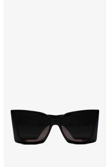 عینک آفتابی زنانه مربعی بزرگ دسته پهن تمام مشکی SL M119 ایو سن لوران