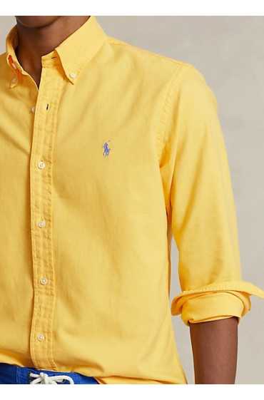 پیراهن آکسفورد کاستم فیت نخی زرد مردانه رالف رولن