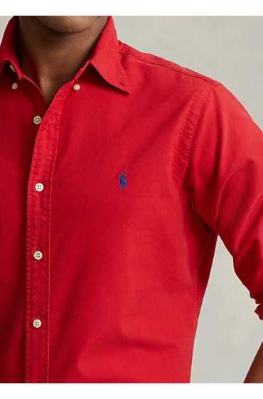 پیراهن آکسفورد کاستم فیت نخی قرمز مردانه رالف رولن