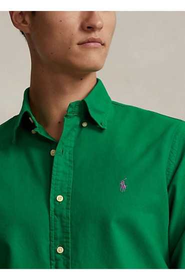 پیراهن آکسفورد کاستم فیت نخی سبز پر رنگ مردانه رالف رولن
