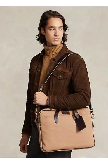 کیف دستی لپ تاپ چرم طبیعی شتری مردانه رالف رولن
