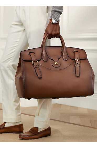 کیف و ساک دستی چرم طبیعی قهوه ای کلاسیک مردانه رالف رولن
