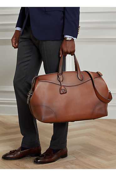 کیف دستی چرم طبیعی سایز بزرگ کلاسیک قهوه ای روشن رالف رولن
