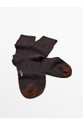 جوراب بلند با نوار افقی متضاد مردانه زغال چوبی ماسیمودوتی