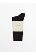 جوراب بلند با نوار افقی متضاد مردانه مشکی ماسیمودوتی