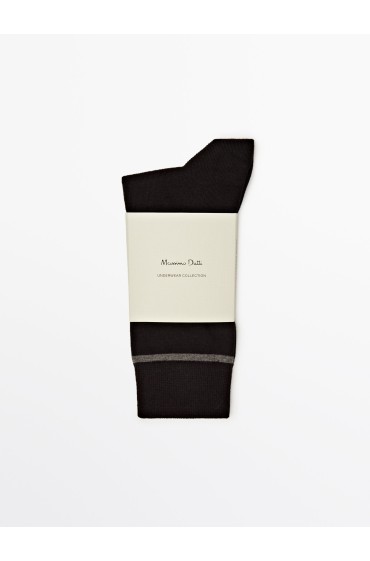 جوراب بلند با نوار افقی متضاد مردانه مشکی ماسیمودوتی