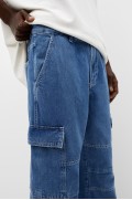 شلوار جین جیبدار بلوک رنگی با جزئیات درز مردانه آبی متوسط پل اند بیر