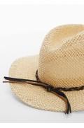 کلاه الیاف کنفی با نخ تزئینی زنانه رنگ بژ منگو