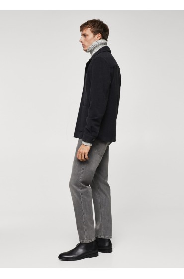 پیراهن پشمی با جیب های دو طرفه مردانه رنگ یاسی تیره منگو
