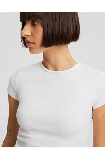 تاپ آستین کوتاه با یقه گرد زنانه رنگ سفید برشکا