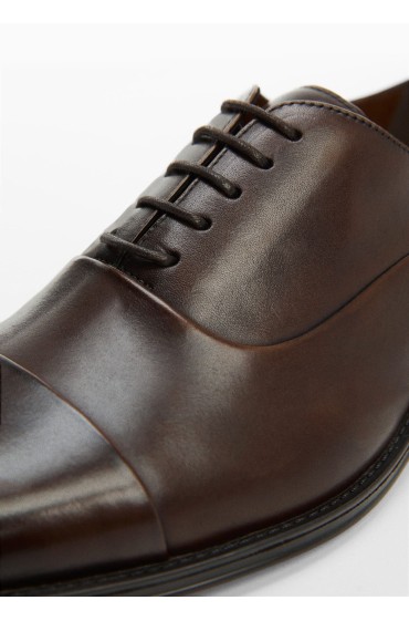 کفش رسمی چرم دراز مردانه قهوه ای منگو