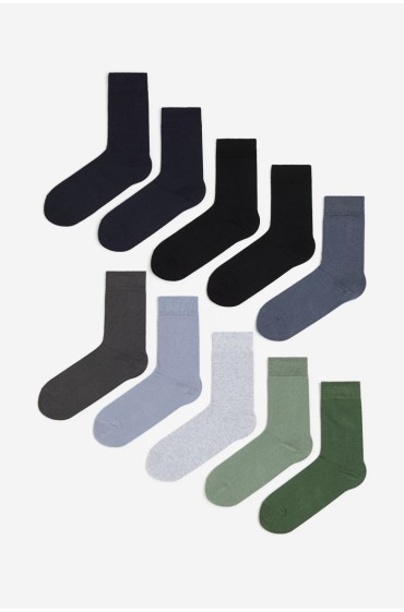 10 جوراب پک مردانه سبز/آبی/خاکستری اچ اند ام