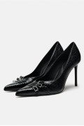کفش پاشنه بلند با بندهای کماندار زنانه مشکی زارا