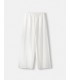 شلوار پارچه ای ترکیبی کتان راست با کمر کشی زنانه رنگ سفید برشکا