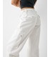 شلوار پارچه ای جیبدار نخی راسته قابل تنظیم زنانه سفید برشکا
