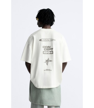 تیشرت با چاپ شعار مردانه سفید  زارا