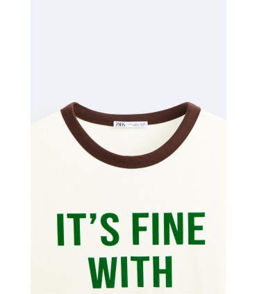 تیشرت با چاپ شعار مردانه سفید  زارا