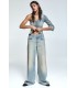 شلوار جین گشاد با طرح شسته شده زنانه آبی متوسط پل اند بیر