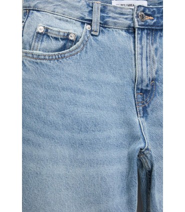 شلوار جین راست فاق متوسط زنانه آبی رنگ پل اند بیر