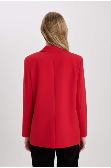 کت تک فلپ جیبی اورسایز زنانه قرمز دیفکتو