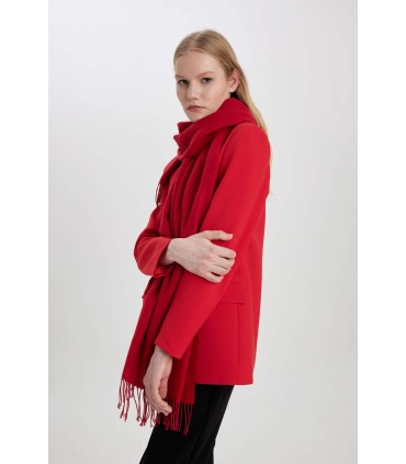 کت تک فلپ جیبی اورسایز زنانه قرمز دیفکتو