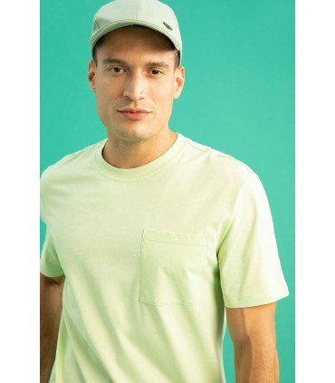 تیشرت آستین کوتاه 100% نخی یقه معمولی جدید مردانه سبز روشن  دیفکتو