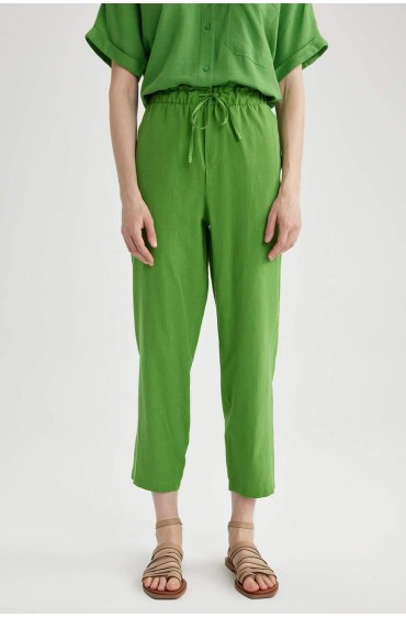 جاگر فاق بلند با جیب های جوگر زنانه سبز روشن دیفکتو