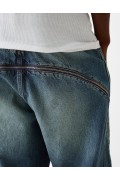 شلوار جین گشاد با زیپ مردانه آبی شسته شده برشکا
