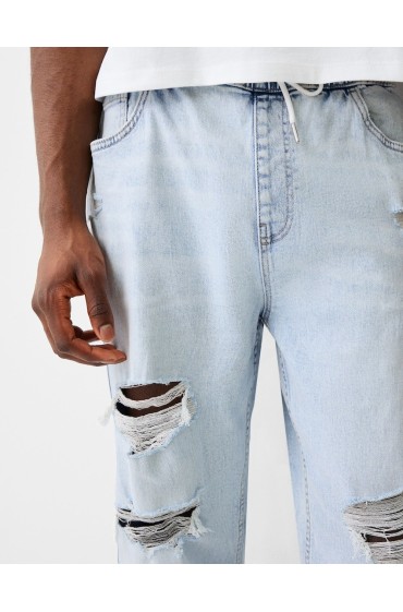 شلوار جین زاپدار مردانه آبی کمرنگ برشکا