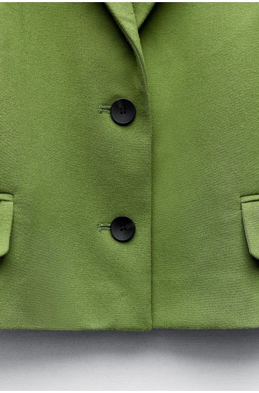کت تک بافت نمدی با جیب های متعدد زنانه سبز زارا