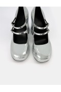 کفش پاشنه پلت فرم با بند مچ پا فلزی زنانه نقره ای برشکا